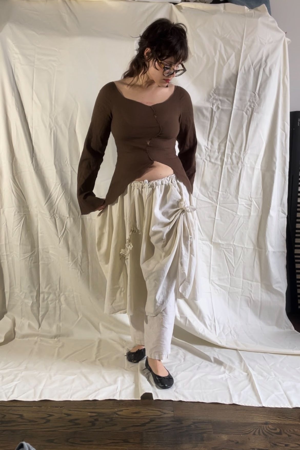 Simple cotton blouse and skirt