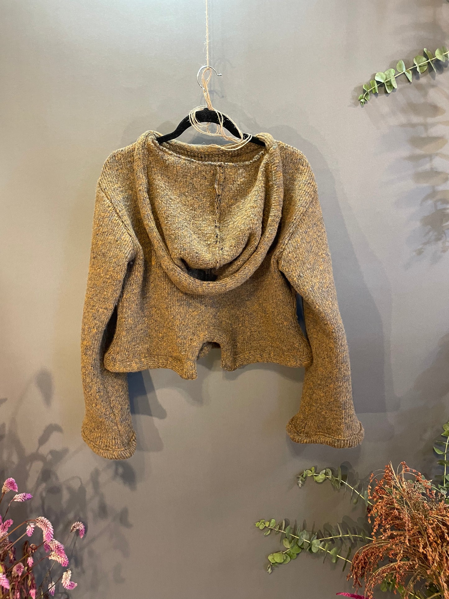 Mustard wool hooded sweater