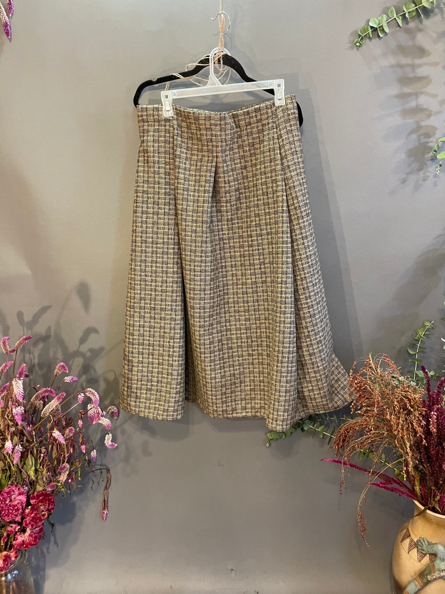 Wool pleated wrap skirt