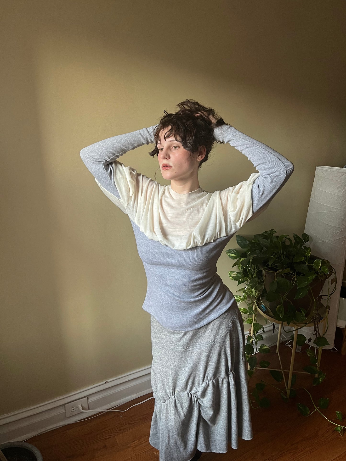 Wool jersey puff top
