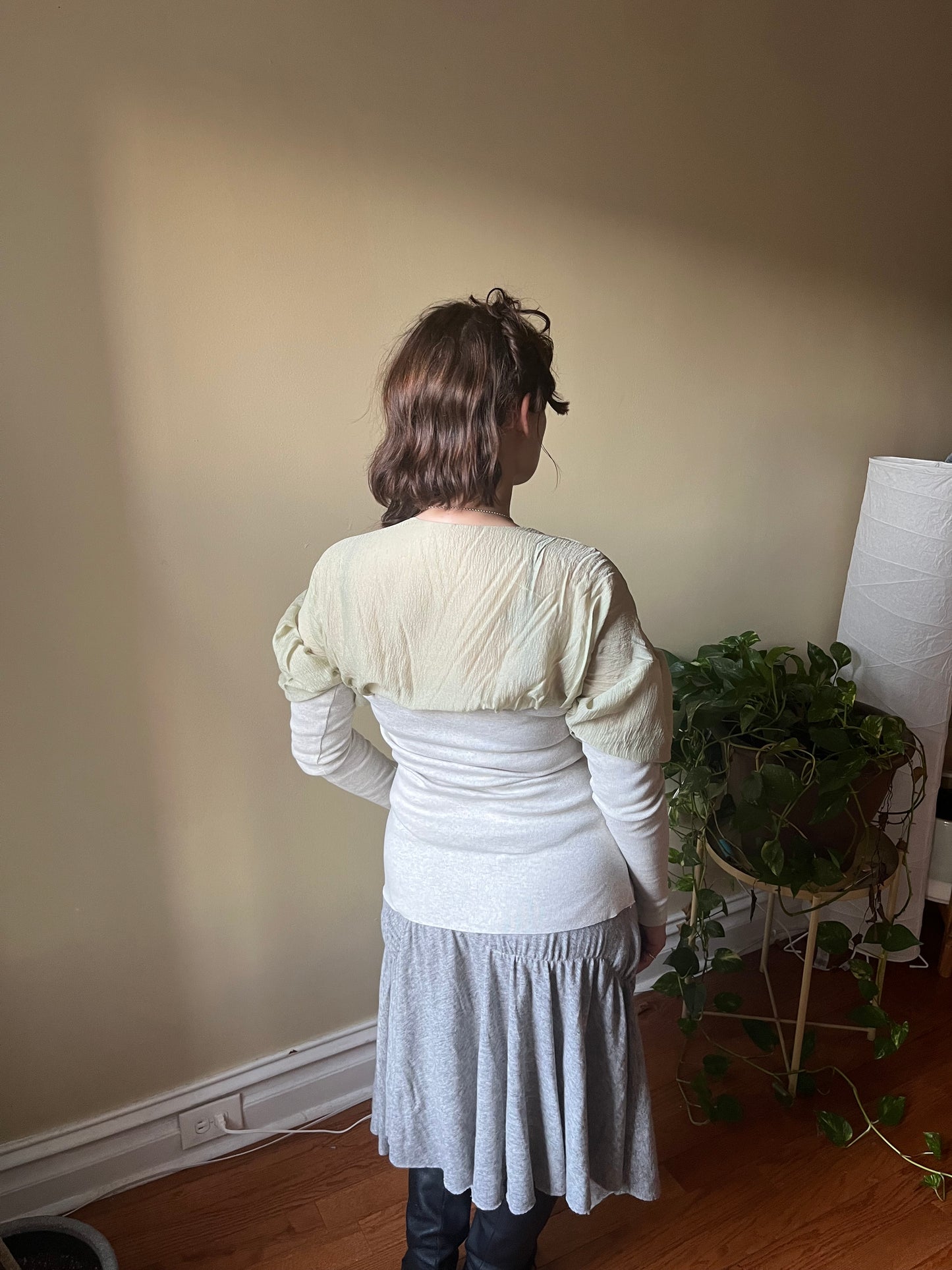 Hammered silk top with silver clasps