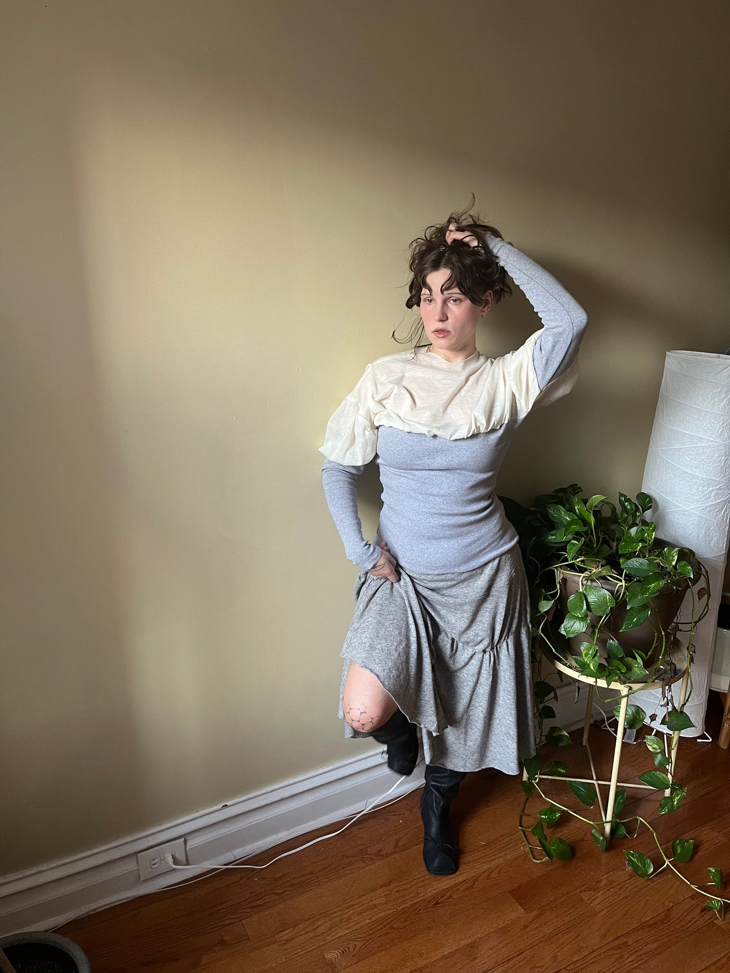 Wool jersey puff top