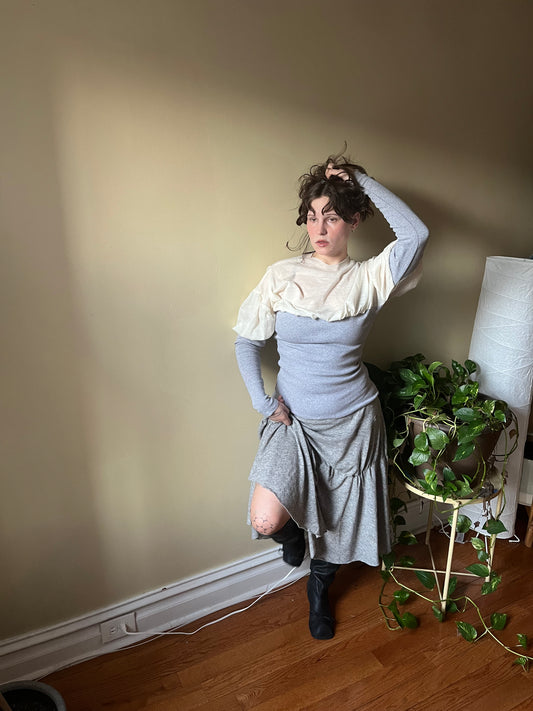 Wool jersey puff top