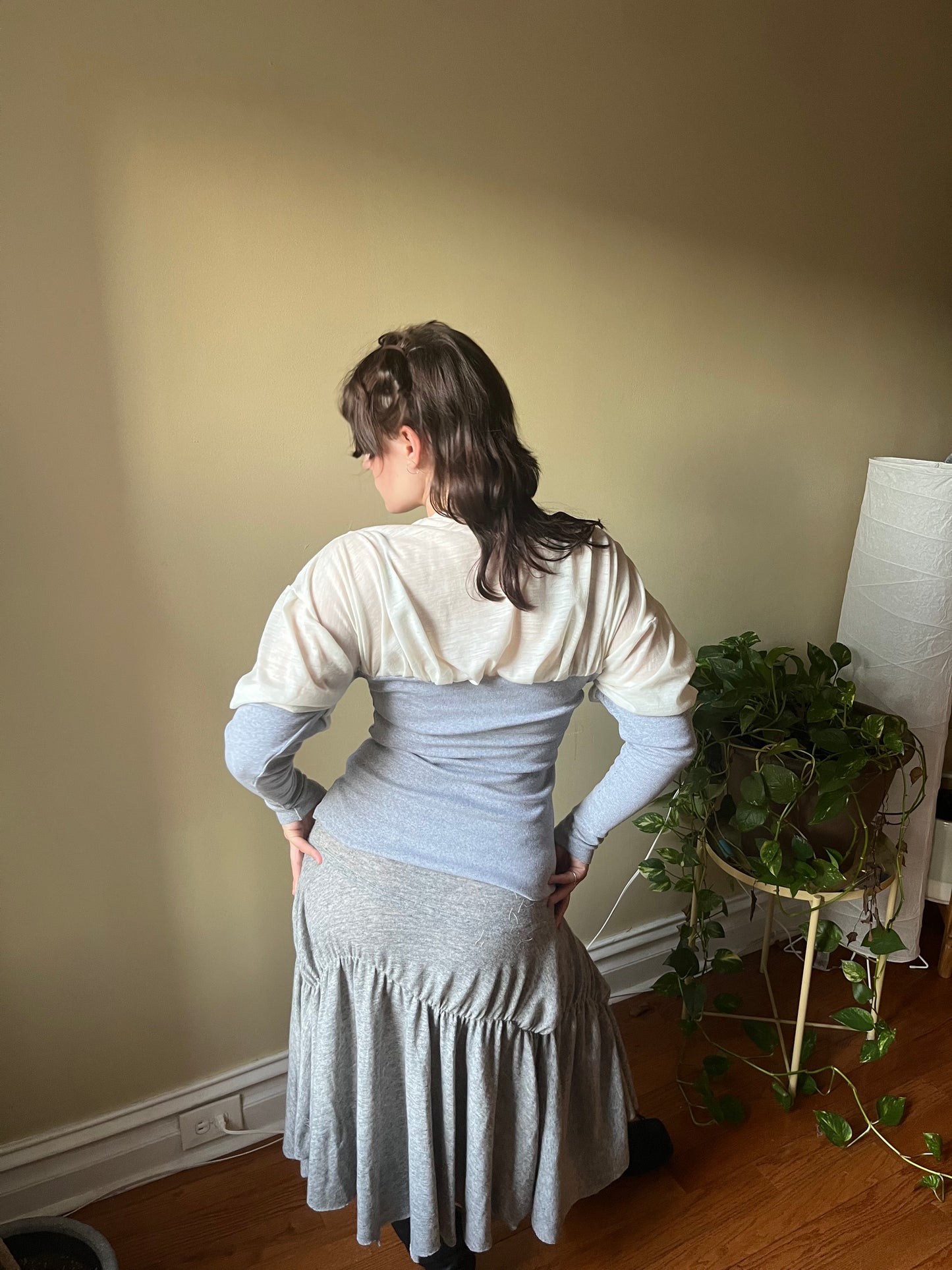 Wool jersey puff top