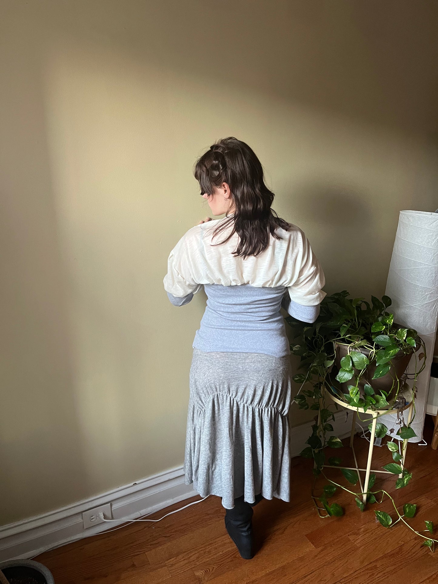 Wool jersey puff top